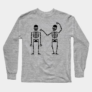 funny black skeleton drawing Long Sleeve T-Shirt